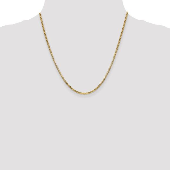 2.45mm 14k Yellow Gold Hollow Round Box Chain Necklace, 20 Inch - Picture 2 of 8